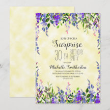 Sorpresa de cumpleaños número 30 acuarela lavanda 