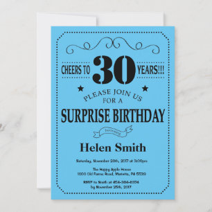 Invitación sorpresa de cumpleaños número 30 negro 