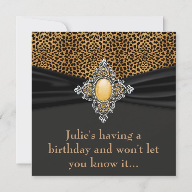 Invitación Sorpresa de cumpleaños número 40 de la mujer leopa (Anverso)