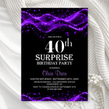 Sorpresa de cumpleaños número 40 de negro y morado