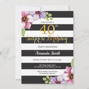 Invitación sorpresa de cumpleaños número 40 para m