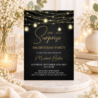 Invitación sorpresa de cumpleaños número 50 negro 