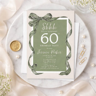Invitación Sorpresa de cumpleaños número 60 elegante verde