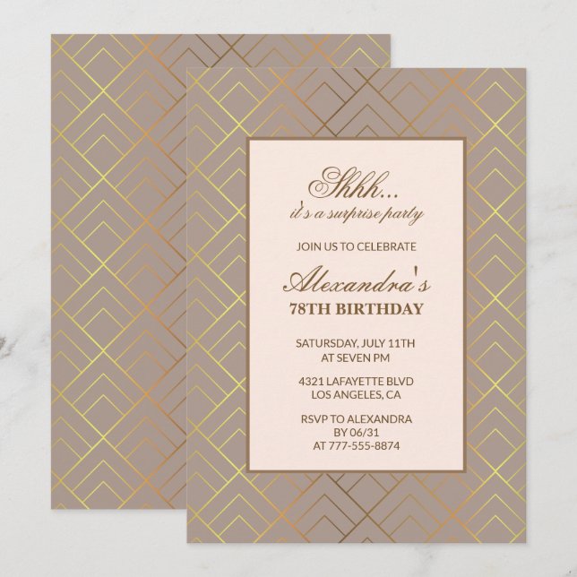 Invitación sorpresa de cumpleaños número 78 de oro (Anverso / Reverso)