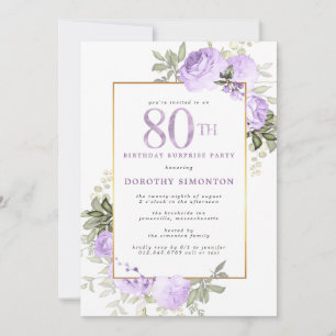Invitación Sorpresa de cumpleaños número 80 Fiesta floral de 