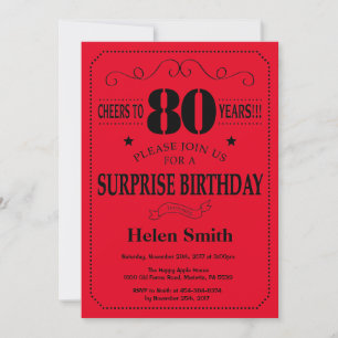 Invitación sorpresa de cumpleaños número 80 negro 