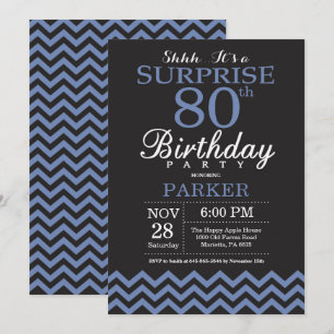 Invitación sorpresa de cumpleaños número 80 negro 
