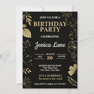 Invitación Sorpresa de cumpleaños rústica elegante