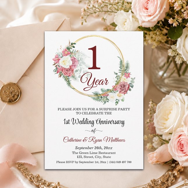 Invitación Sorpresa de fiesta de aniversario de bodas 1er año (Subido por el creador)