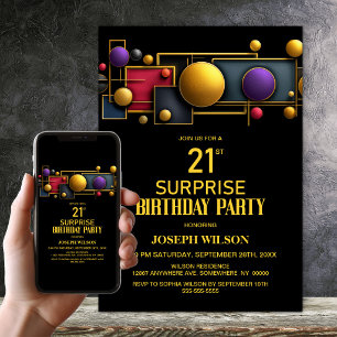 Invitación Sorpresa de fiesta de cumpleaños número 21 con for