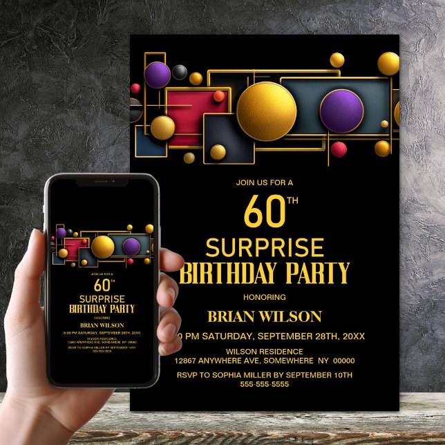 Invitación Sorpresa de fiesta de cumpleaños número 60 con tem (Subido por el creador)