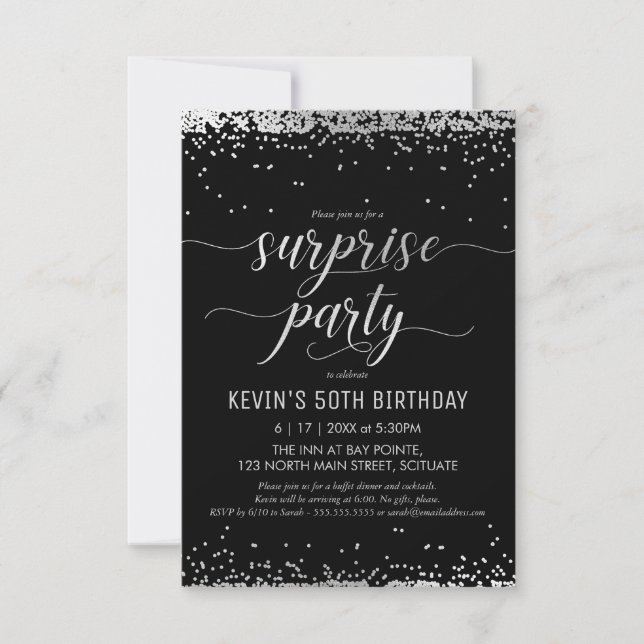 Invitación sorpresa de fiesta - Elegante y elegant (Anverso)