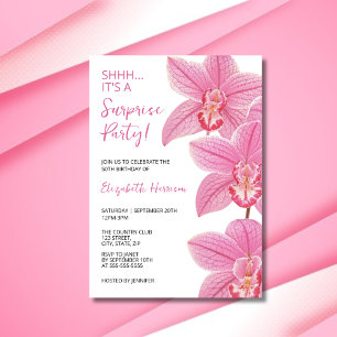 Invitación Sorpresa de flores de orquídeas rosadas tropicales