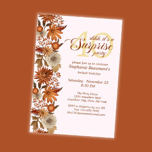Invitación Sorpresa de flores de otoño para el 40 cumpleaños