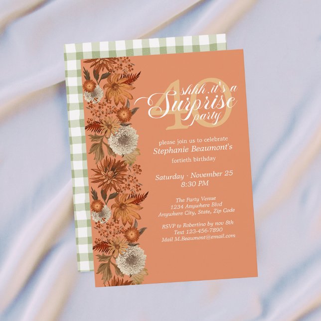 Invitación Sorpresa de flores de otoño para el 40 cumpleaños  (Subido por el creador)