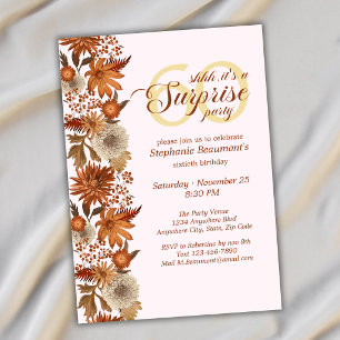 Invitación Sorpresa de flores de otoño para mujer cumpleaños