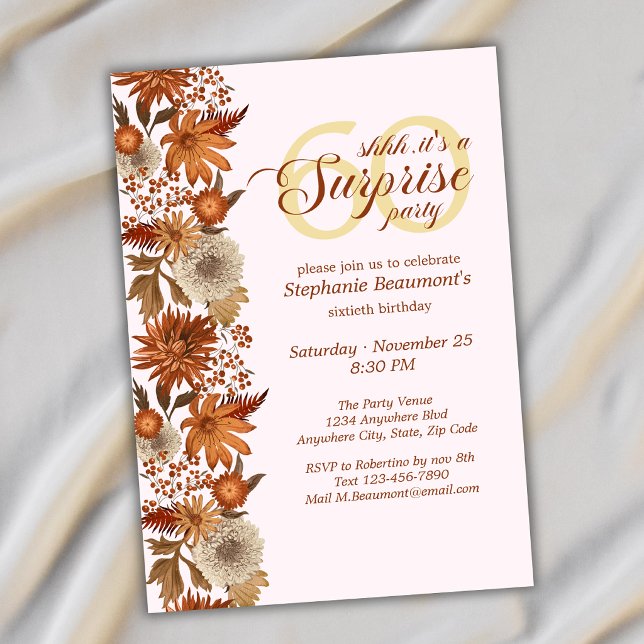 Invitación Sorpresa de flores de otoño para mujer cumpleaños  (Subido por el creador)