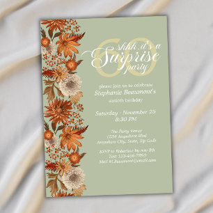 Invitación Sorpresa de flores de otoño para mujer cumpleaños