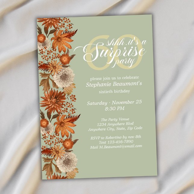 Invitación Sorpresa de flores de otoño para mujer cumpleaños  (Subido por el creador)