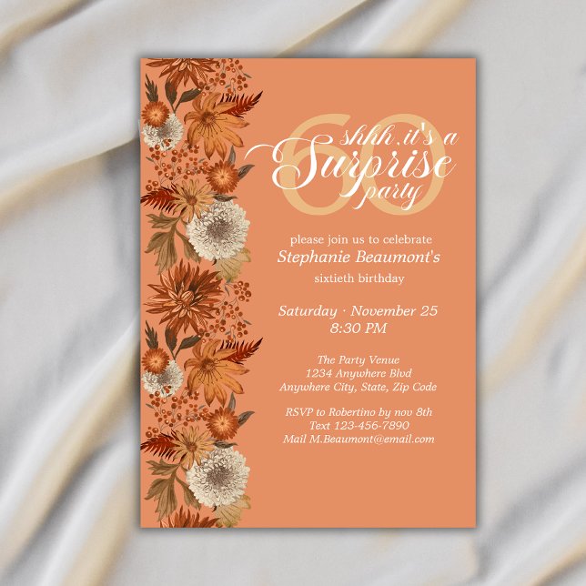 Invitación Sorpresa de flores de otoño para mujer cumpleaños  (Subido por el creador)