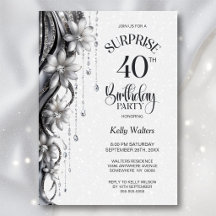 Sorpresa de flores y diamantes para cumpleaños 40