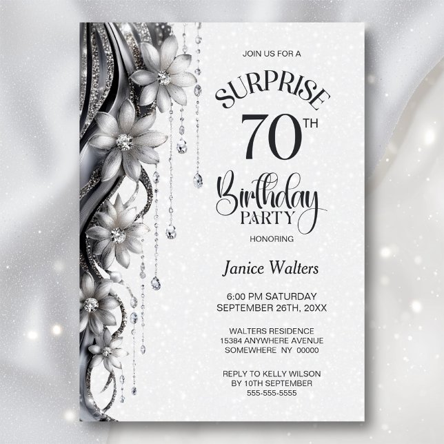 Invitación Sorpresa de flores y diamantes para una fiesta de  (Subido por el creador)