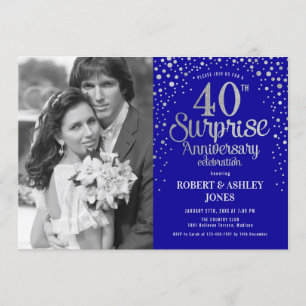 Invitación Sorpresa de foto 40 aniversario - Plata azul