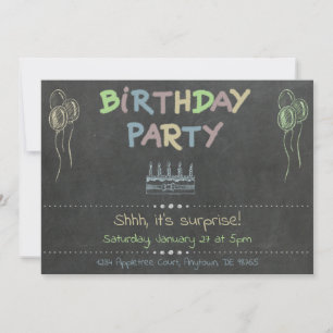 Invitación Sorpresa de la fiesta de cumpleaños de Chalkboard