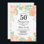 Invitación Sorpresa de la Flor de Peach Botánica 50 cumpleaño<br><div class="desc">Invitación a la 50 cumpleaños de la empresa Botánica Peach Floral Surprise. Invitación de cumpleaños para mujeres a los pueblos rosados florales. Flor floral acuarela. Elegantes flores rosas y peones. Cumpleaños de adultos. Fondo blanco.Blanco y negro. 13. 15. 16. 18. 20. 21. 30. 40. 50. 60. 70. 80. 90. 100....</div>