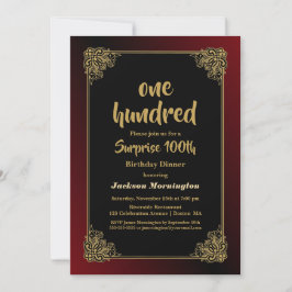Invitación Sorpresa de la frontera roja dorada decorativa 100