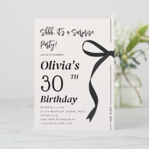 Invitación Sorpresa de lazo negro para cumpleaños de adultos
