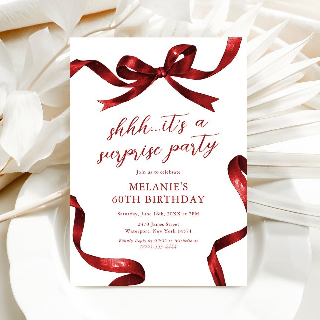 Invitación Sorpresa de lazo rojo para fiesta de cumpleaños de (Subido por el creador)