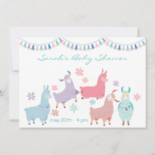 Invitación Sorpresa de llamas bailarinas para baby shower