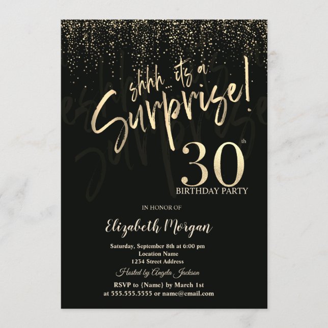 Invitación Sorpresa de oro festivo Cumpleaños 30 (Anverso)