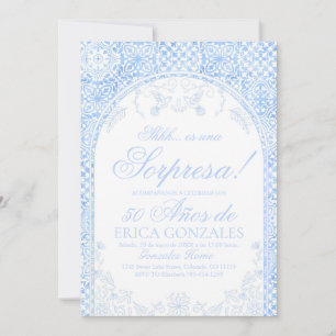 Invitación Sorpresa de Papel Picado Azul Dysty para Cumpleaño