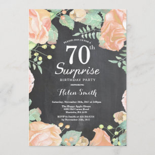Invitación Sorpresa de Peach Floral Botánica 70 cumpleaños