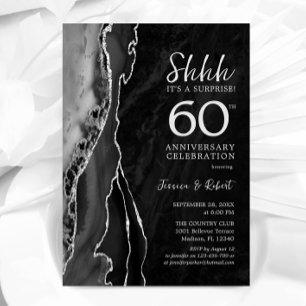 Invitación Sorpresa de plata negra 60 aniversario