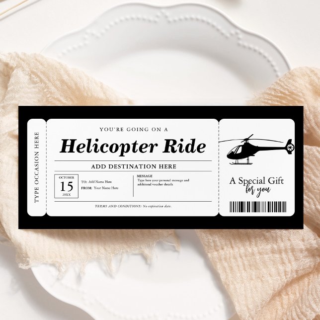 Invitación Sorpresa de regalo de paseo en helicóptero con ent (Subido por el creador)