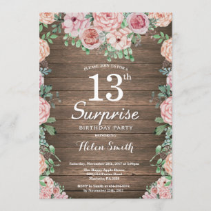 Invitación Sorpresa de rusia floral rosada en los 13 años