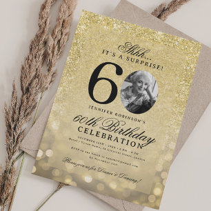 Invitación SORPRESA DE TODO ORO Cumpleaños Glam 60