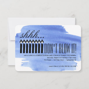Invitación Sorpresa de velas Shhh... ¡NO LO BLOQUES!Cumpleaño