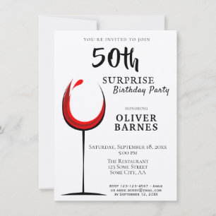 Invitación Sorpresa de Vino Tinto Kraft para Cumpleaños 50