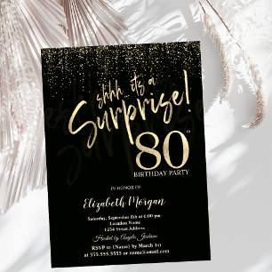 Invitación Sorpresa dorada festiva Cumpleaños 80