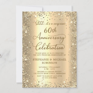 Invitación Sorpresa Dorado Brillante 60 Aniversario de Boda
