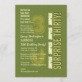 Invitación SORPRESA Ejército de cumpleaños número 30 y verde 