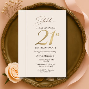 Invitación Sorpresa elegante cumpleaños 21
