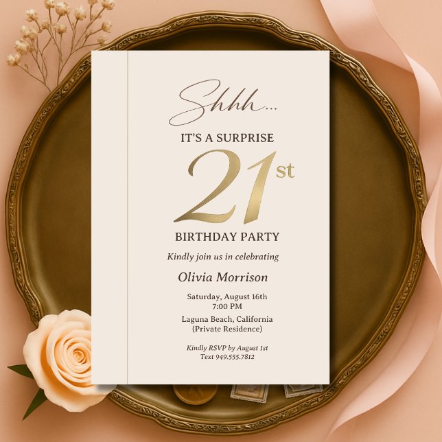 Invitación Sorpresa elegante cumpleaños 21 (Subido por el creador)