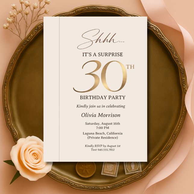 Invitación Sorpresa elegante cumpleaños 30 (Subido por el creador)