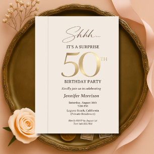 Invitación Sorpresa elegante cumpleaños 50
