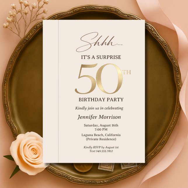 Invitación Sorpresa elegante cumpleaños 50 (Subido por el creador)